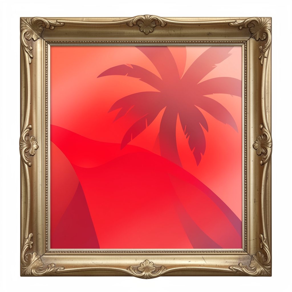 Guilded frame and palm tree emblem, simpler variant in gold on black
